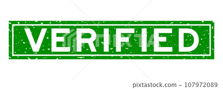 Grunge green verified word square rubber seal stamp on white background Grunge green verified word square rubber seal stamp on white background 107972089