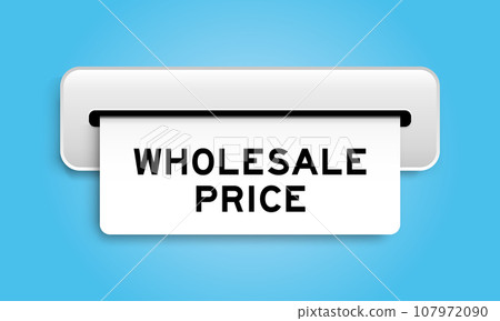 White coupon banner with word wholesale price from machine on blue color background White coupon banner with word wholesale price from machine on blue color background 107972090