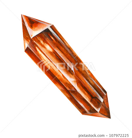 Watercolor orange crystal for horoscope, sacred health, alchemy, magic, birthday, Valentine's Day, Halloween Watercolor orange crystal for horoscope, sacred health, alchemy, magic, birthday, Valentine's Day, Halloween 107972225