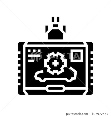diagnostic computer car mechanic glyph icon vector illustration 107972447