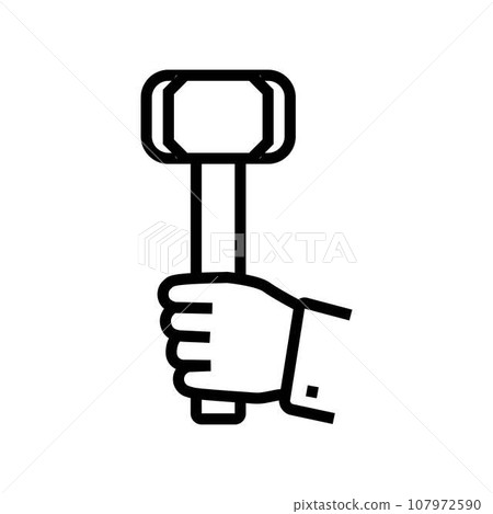 hard work hammer succes challenge line icon vector illustration 107972590