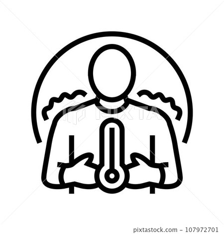 fever chills disease symptom line icon vector illustration 107972701