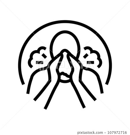 coughing sneezing disease symptom line icon vector illustration coughing sneezing disease symptom line icon vector illustration 107972716