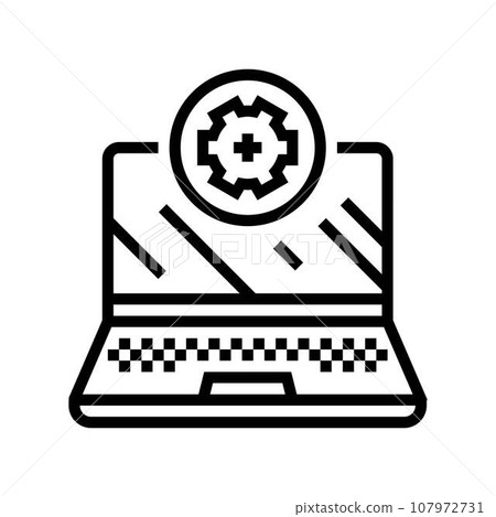 laptop maintenance repair computer line icon vector illustration 107972731