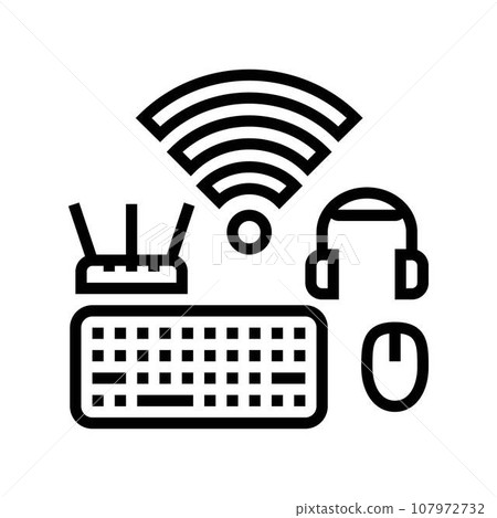 wireless setup repair computer line icon vector illustration 107972732