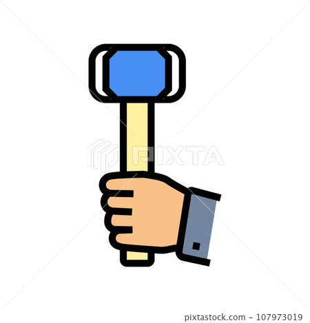 hard work hammer succes challenge color icon vector illustration hard work hammer succes challenge color icon vector illustration 107973019