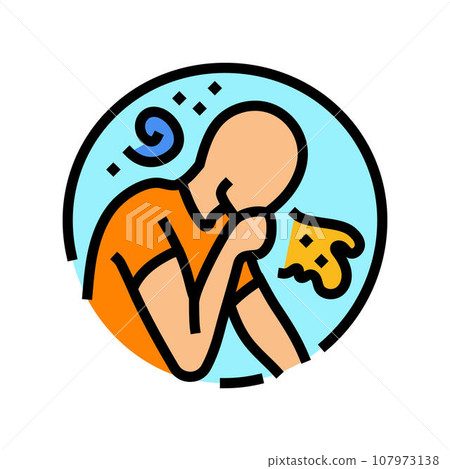 nausea vomiting disease symptom color icon vector illustration 107973138