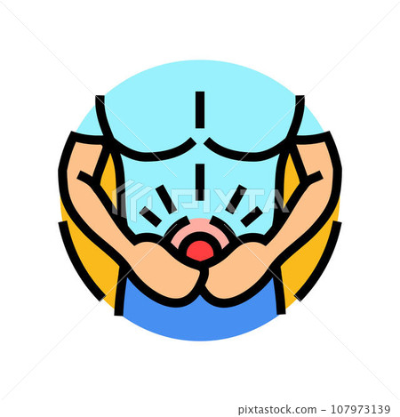 diarrhea stomach pain disease symptom color icon vector illustration 107973139