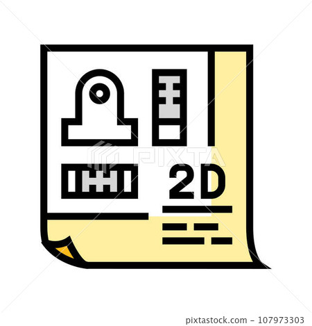 2d drafting architectural drafter color icon vector illustration 107973303