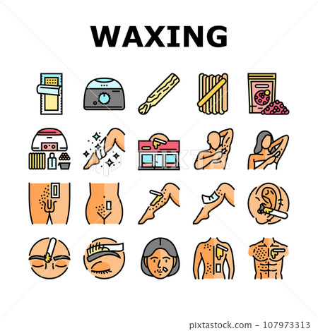 wax hair salon depilation icons set vector wax hair salon depilation icons set vector 107973313