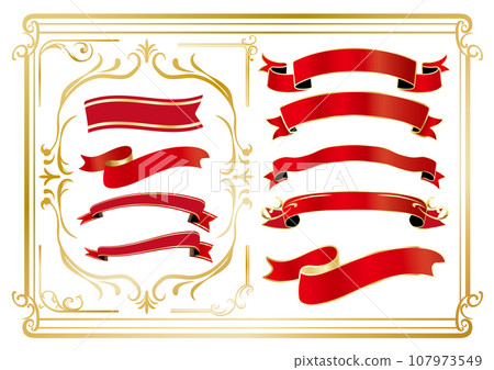 Luxurious ribbon and decorative border set 107973549
