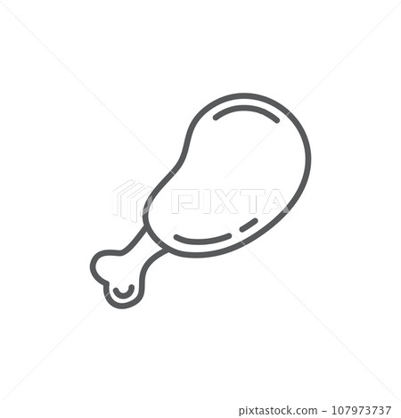 Chicken leg icon in flat style. Fast food menu vector illustration on isolated background. Drumstick sign business concept. 107973737