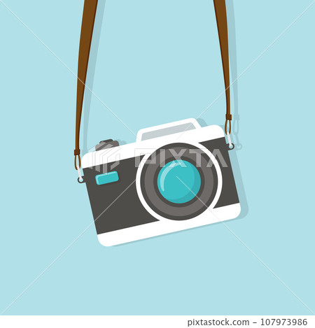 Camera icon in flat style. Photography vector illustration on isolated background. Photo sign business concept. 107973986