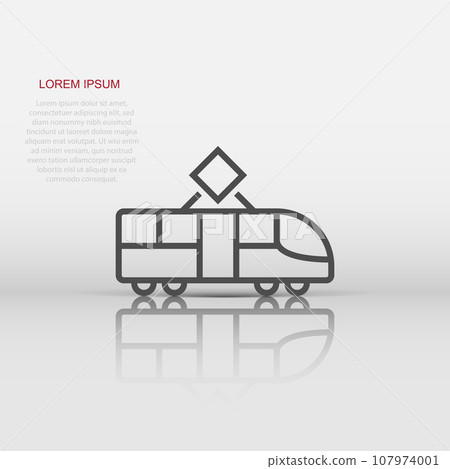 Metro icon in flat style. Train subway vector illustration on white isolated background. Railroad cargo business concept. 107974001