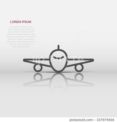Plane icon in flat style. Airplane vector illustration on white isolated background. Flight airliner business concept. 107974008