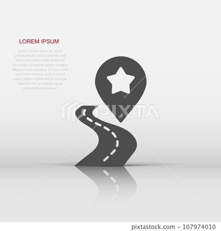 Map pin icon in flat style. gps navigation vector illustration on white isolated background. Locate position business concept. 107974010