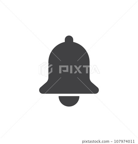 Notification bell icon in flat style. Incoming inbox message vector illustration on isolated background. Ringing bell sign business concept. 107974011
