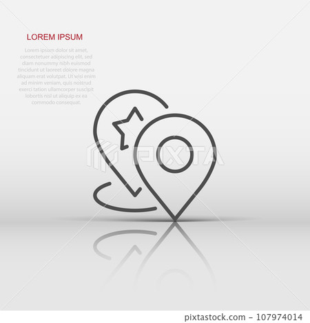 Map pin icon in flat style. gps navigation vector illustration on white isolated background. Locate position business concept. 107974014