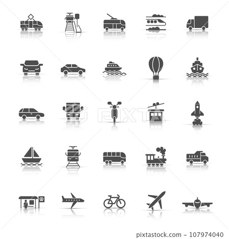 Transport icon set in flat style. Car vector collection illustration on white isolated background. Shipping transportation business concept. Transport icon set in flat style. Car vector collection illustration on white isolated background. Shipping transportation business concept. 107974040