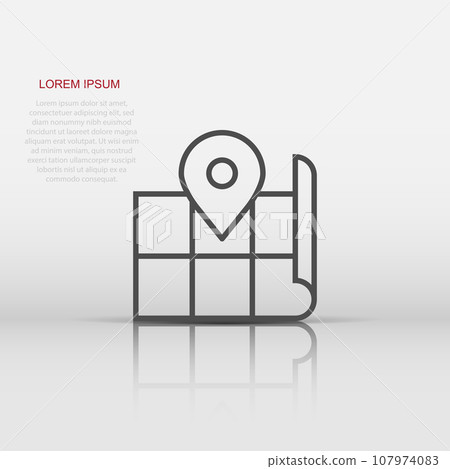 Map pin icon in flat style. gps navigation vector illustration on white isolated background. Locate position business concept. 107974083