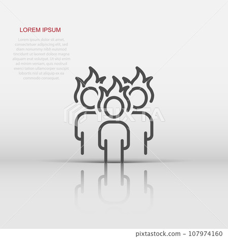People with flame head icon in flat style. Stress expression vector illustration on white isolated background. Health problem business concept. People with flame head icon in flat style. Stress expression vector illustration on white isolated background. Health problem business concept. 107974160