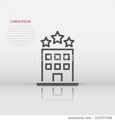 Building icon in flat style. Town skyscraper apartment vector illustration on white isolated background. City tower business concept. Building icon in flat style. Town skyscraper apartment vector illustration on white isolated background. City tower business concept. 107974306