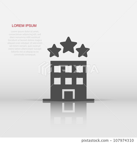 Building icon in flat style. Town skyscraper apartment vector illustration on white isolated background. City tower business concept. Building icon in flat style. Town skyscraper apartment vector illustration on white isolated background. City tower business concept. 107974310