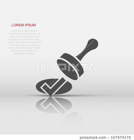 Approve stamp icon in flat style. Accept check mark vector illustration on white isolated background. Approval choice business concept. Approve stamp icon in flat style. Accept check mark vector illustration on white isolated background. Approval choice business concept. 107974378