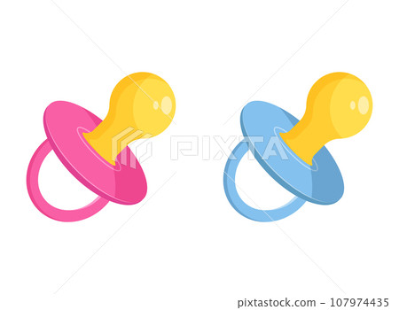 Baby pacifier icon in flat style. Nipple for newborn child vector illustration on isolated background. Soother sign business concept. 107974435