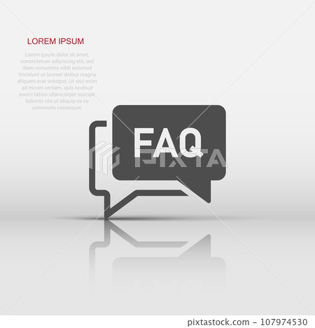Faq speech bubble icon in flat style. Question vector illustration on white isolated background. Communication sign business concept. 107974530