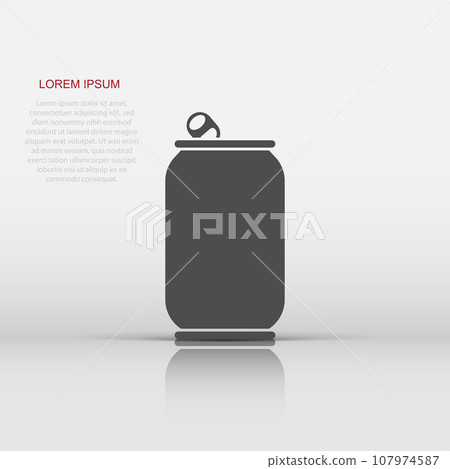 Soda can icon in flat style. Drink bottle vector illustration on isolated background. Beverage sign business concept. Soda can icon in flat style. Drink bottle vector illustration on isolated background. Beverage sign business concept. 107974587