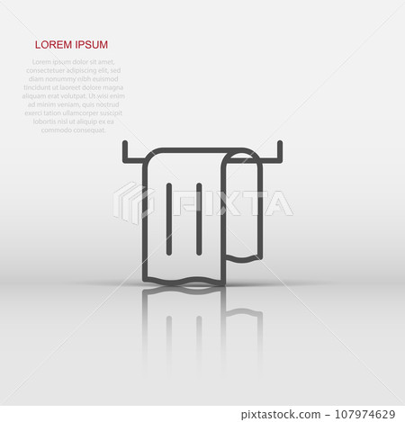 Bathroom towel icon in flat style. Washcloth vector illustration on white isolated background. Hygiene wiping business concept. Bathroom towel icon in flat style. Washcloth vector illustration on white isolated background. Hygiene wiping business concept. 107974629
