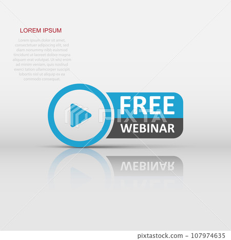 Live webinar icon in flat style. Online training vector illustration on isolated background. Conference stream sign business concept. 107974635