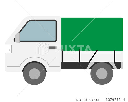 A light truck with a bed covered with a sheet A light truck with a bed covered with a sheet 107975344