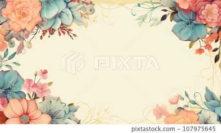 Flower frame Watercolor art style, copy space for text, wedding and greeting card 107975645