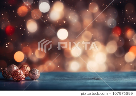 Moody christmas light bokeh backgroud. Genrative AI Moody christmas light bokeh backgroud. Genrative AI 107975899