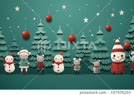 Cute illustration for Christmas banner with blank space for text. Generative AI Cute illustration for Christmas banner with blank space for text. Generative AI 107976203