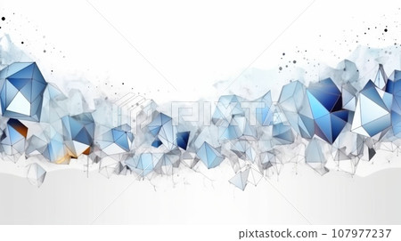 Abstract watercolor artwork mixed with buzzy geometric shapes 107977237