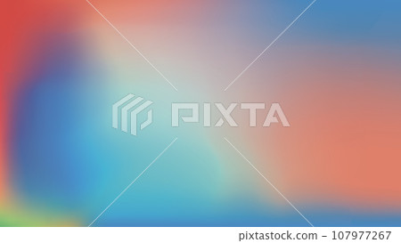 Blurred gradient background. Neon indigo blue leafy green magenta coral red smooth spots template illustration. Abstract festival vector banner wallpaper. Advertisement mockup card, landing, fon, ads. 107977267