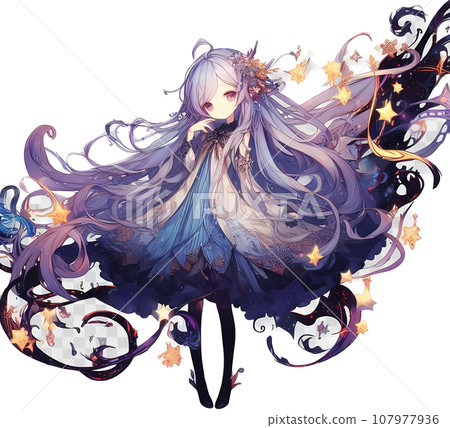 Magic girl background transparent person game illustration material 107977936