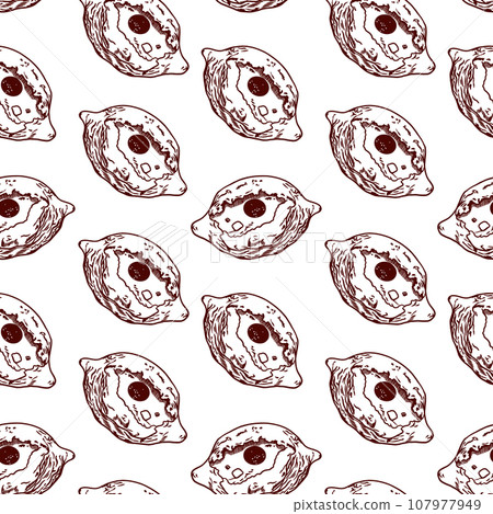 Khachapuri. Vector illustration of a seamless pattern in graphic style. Menus of restaurants, cafes, food labels, covers, cards, wrapping paper. 107977949