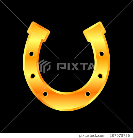 Horseshoe icon on black. 107978726