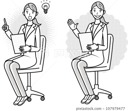 Illustration set of female doctor examining 107979477