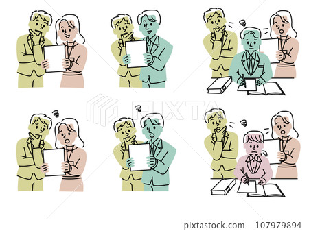 Simple and flat illustration set of business scenes Simple and flat illustration set of business scenes 107979894