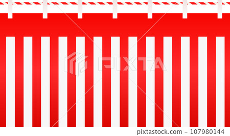 簡單的紅白窗簾/日式慶典背景 107980144