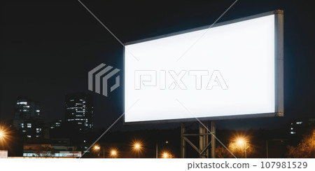 Blank white billboard signage, empty info banner, street banner. Mock up for advertisement. Generated by AI Blank white billboard signage, empty info banner, street banner. Mock up for advertisement. Generated by AI 107981529
