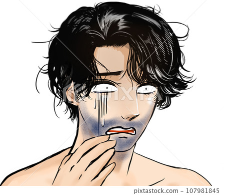 A cartoon illustration of a man with a complex about his lush blue beard and neck beard turning pale and despairing on a transparent background A cartoon illustration of a man with a complex about his lush blue beard and neck beard turning pale and despairing on a transparent background 107981845