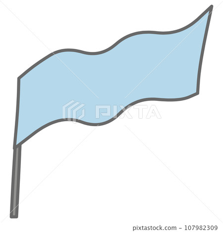 Illustration of a simple plain blue long flag waving in the wind Illustration of a simple plain blue long flag waving in the wind 107982309