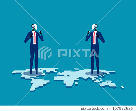 Cyber war. Robot between vector illustration concept Cyber war. Robot between vector illustration concept 107982686
