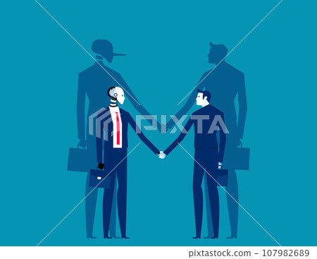 Robot and human contract. Fraud artificial intelligence concept 107982689